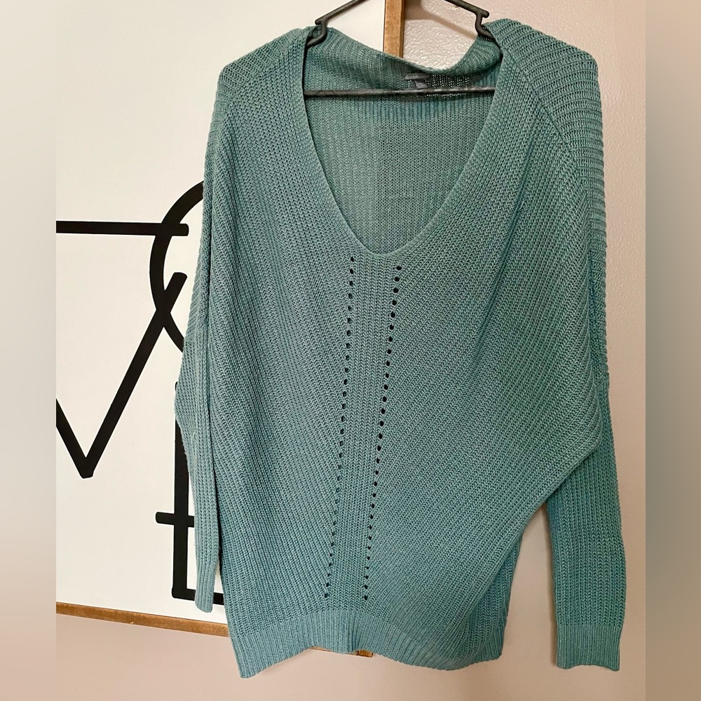 Teal off the shoulder sweater
